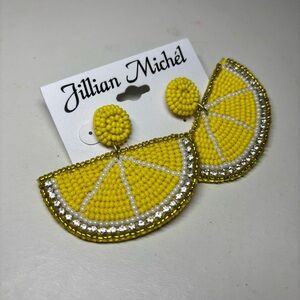 Jillian Michel Yellow Beaded Lemon Wedge Earrings NWT